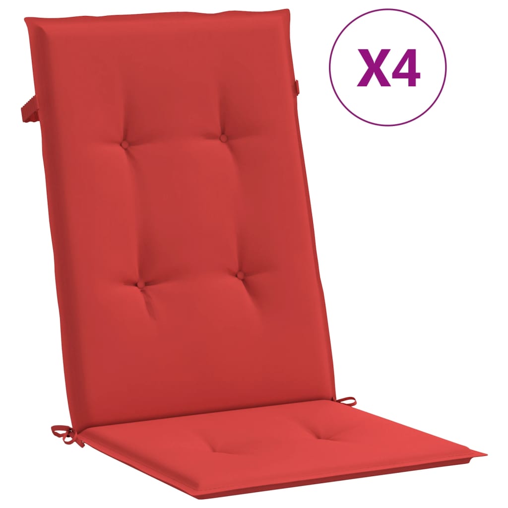 Stolsdynor 4 st röd 120x50x3 cm tyg