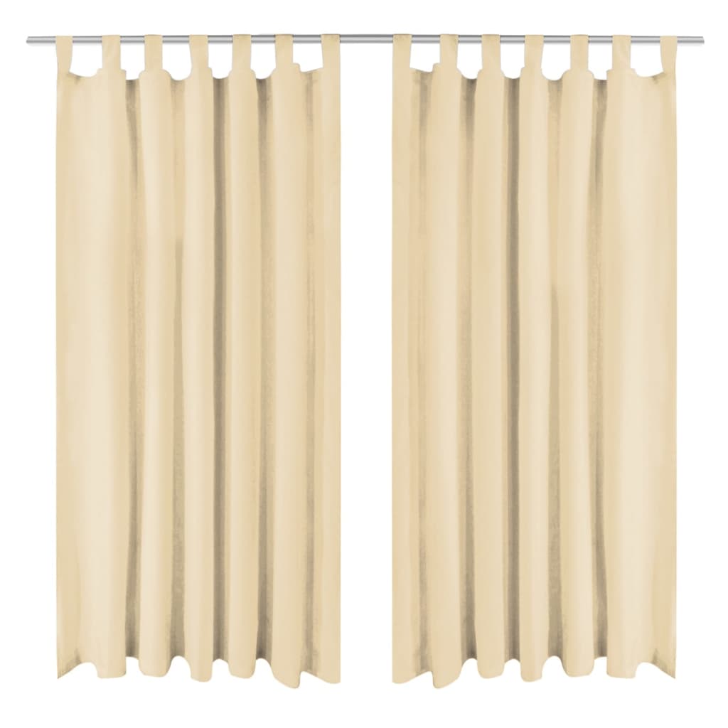 Gardiner i microsatin 2 st med öglor 140x245 cm beige