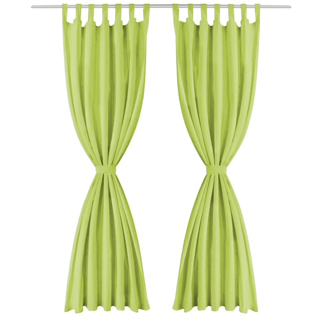 Gardiner i microsatin 2 st med öglor 140x175 cm grön