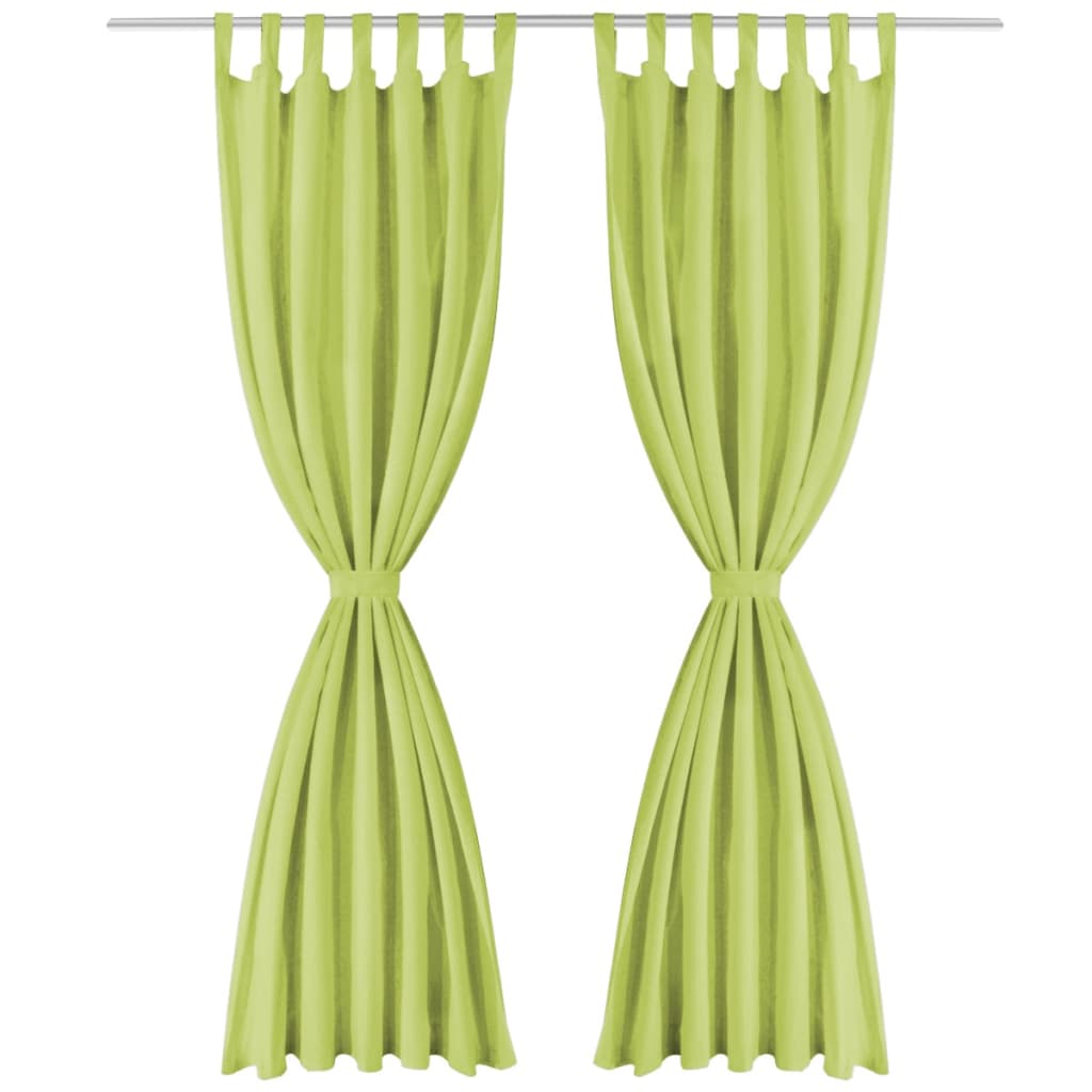 Gardiner i microsatin 2 st med öglor 140x245 cm grön
