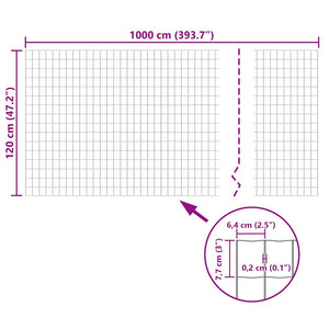 Eurofence stål 10x1,2 m grå