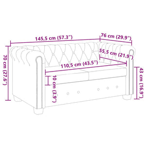 2-sitsig Chesterfieldsoffa konstläder brun
