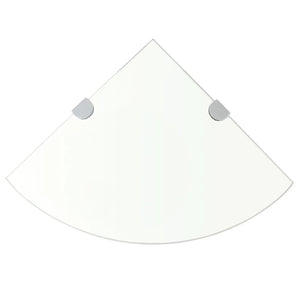 Hörnhylla med förkromade hyllkonsoler glas genomskinlig 25x25cm