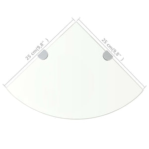 Hörnhylla med förkromade hyllkonsoler glas genomskinlig 25x25cm