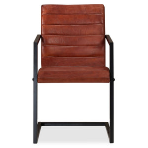 Matstolar 2 st brun äkta läder