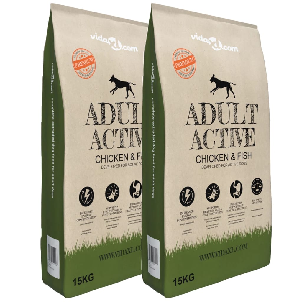 Premium hundmat torr Adult Active Chicken & Fish 2 st 30 kg