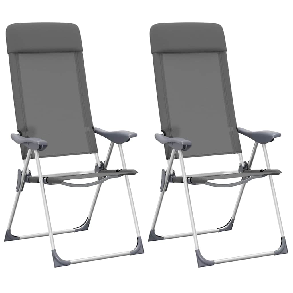 Hopfällbara campingstolar 2 st aluminium grå