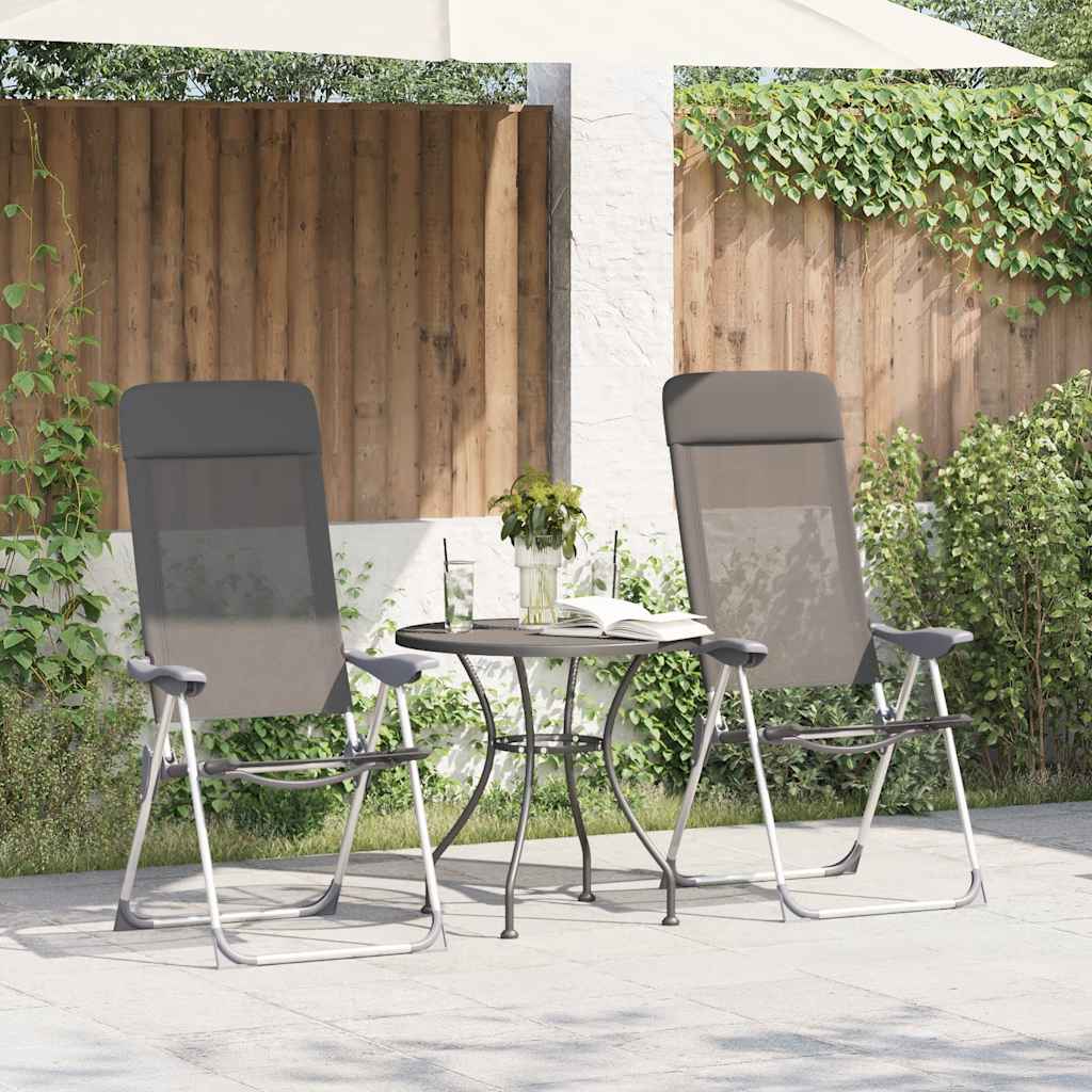 Hopfällbara campingstolar 2 st aluminium grå