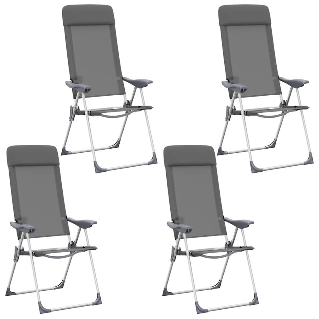 Hopfällbara campingstolar 4 st aluminium grå