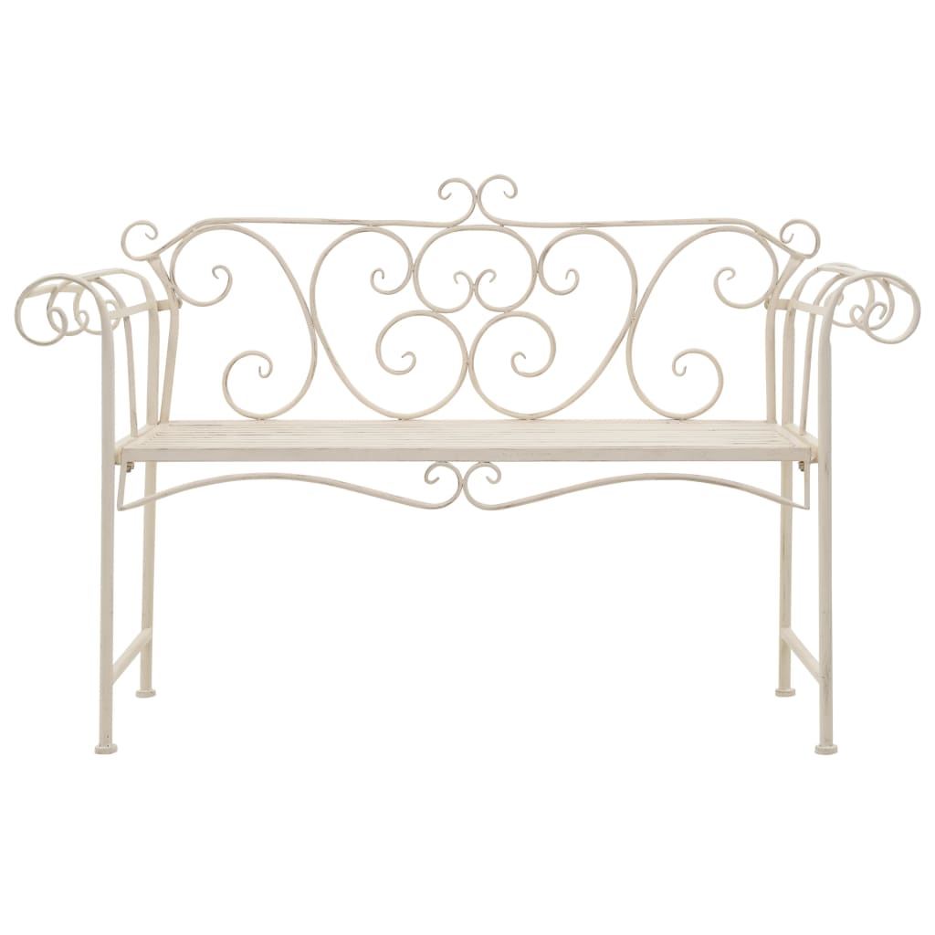 Trädgårdsbänk 132 cm metall antikvit