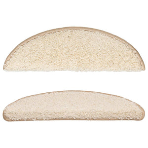 Trappmattor 15 st 56x17x3 cm krämfärgade halvrunda