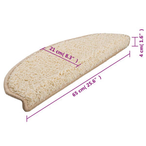 Trappmattor 15 st 65x21x4 cm krämfärgade halvrunda stora