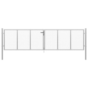 Trädgårdsgrind galvaniserat stål 400x100 cm silver