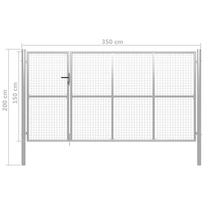 Trädgårdsgrind stål 350x150 cm silver