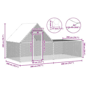 Hönsbur 4x2x2 m galvaniserat stål