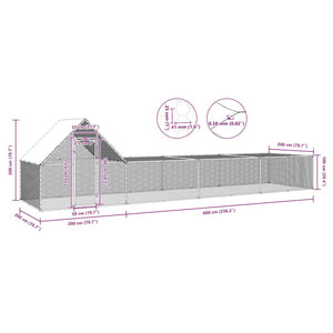 Hönsbur 8x2x2 m galvaniserat stål