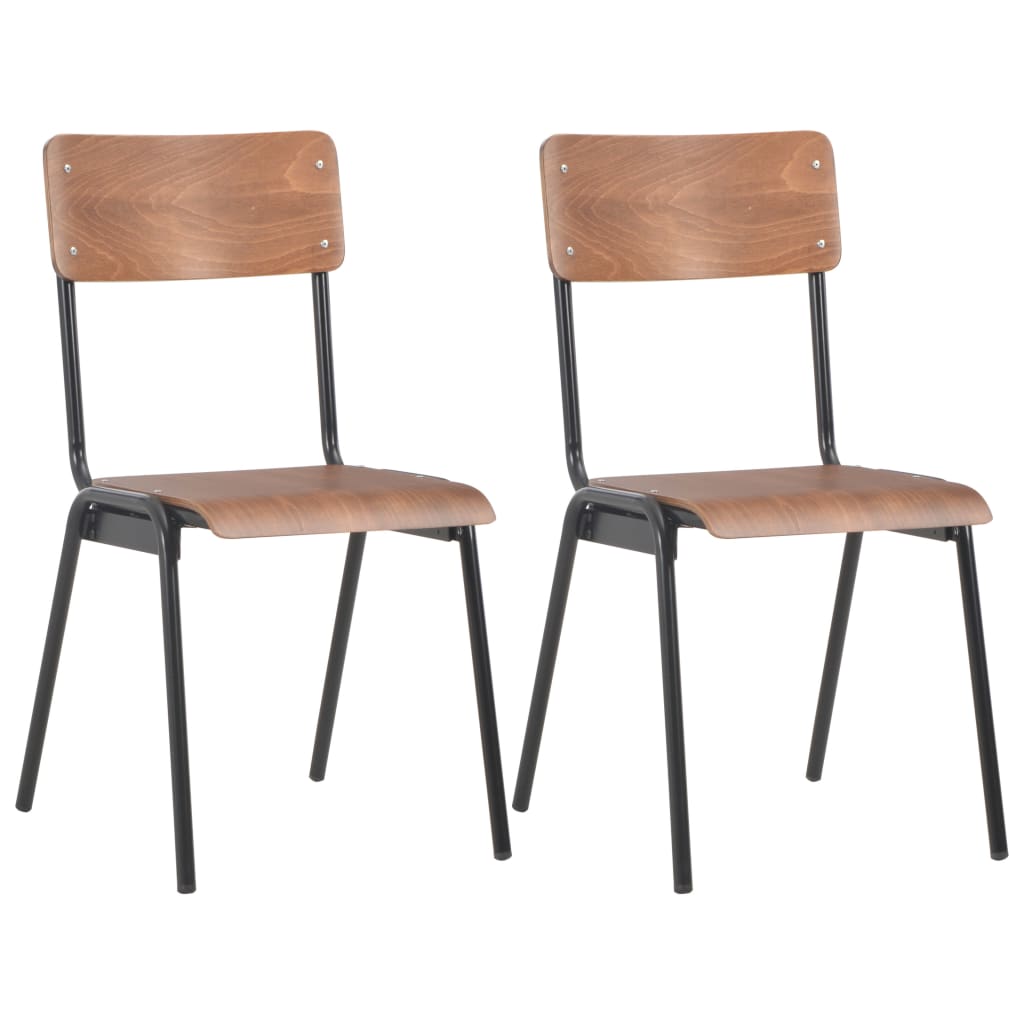 Matstolar 2 st massiv plywood stål brun
