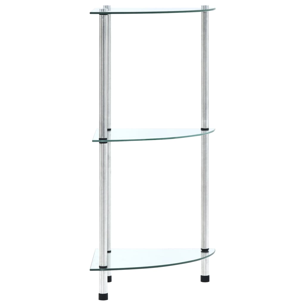 Hylla 3 hyllplan transparent 30x30x67 cm härdat glas