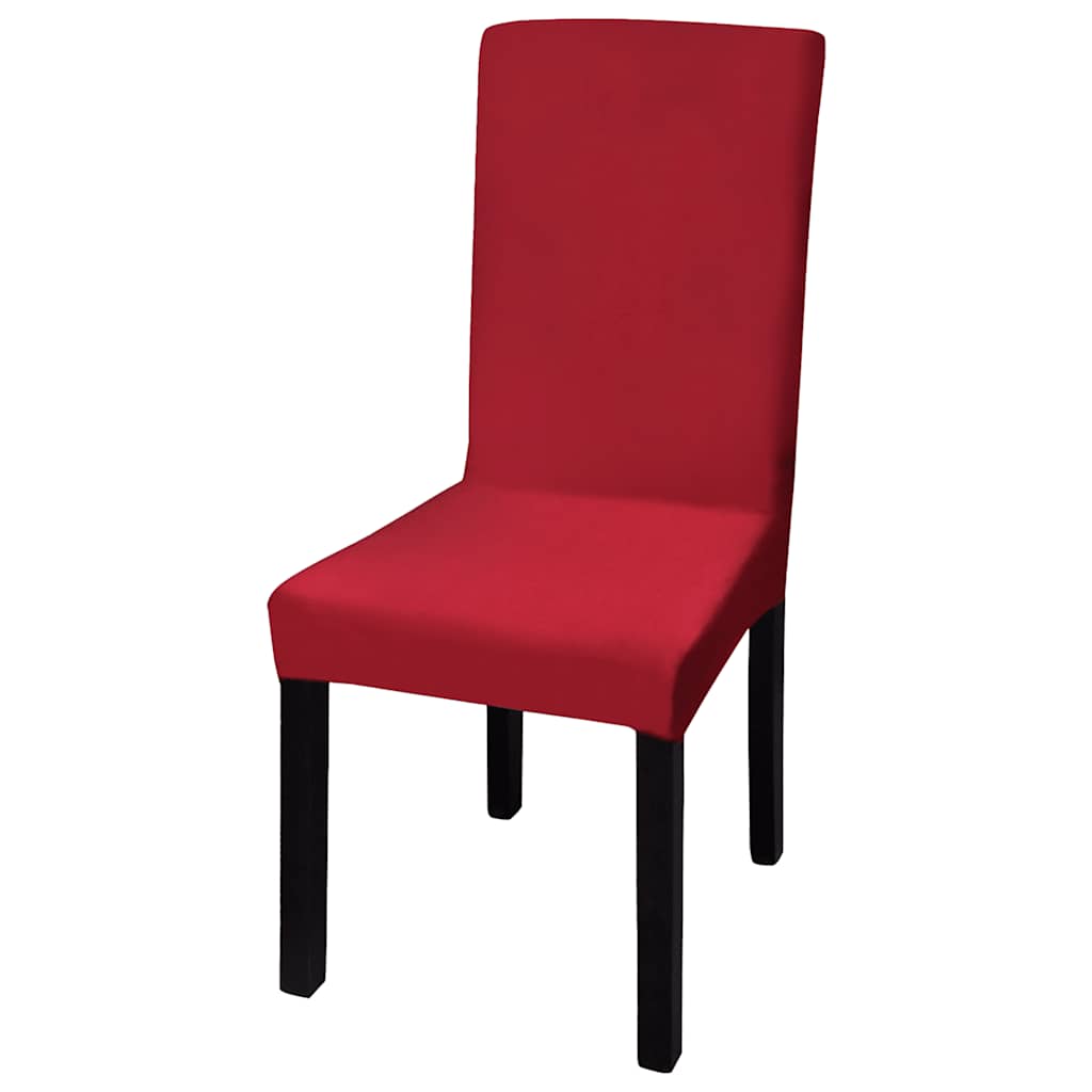 Stolsöverdrag rak modell stretch 6 st vinröd