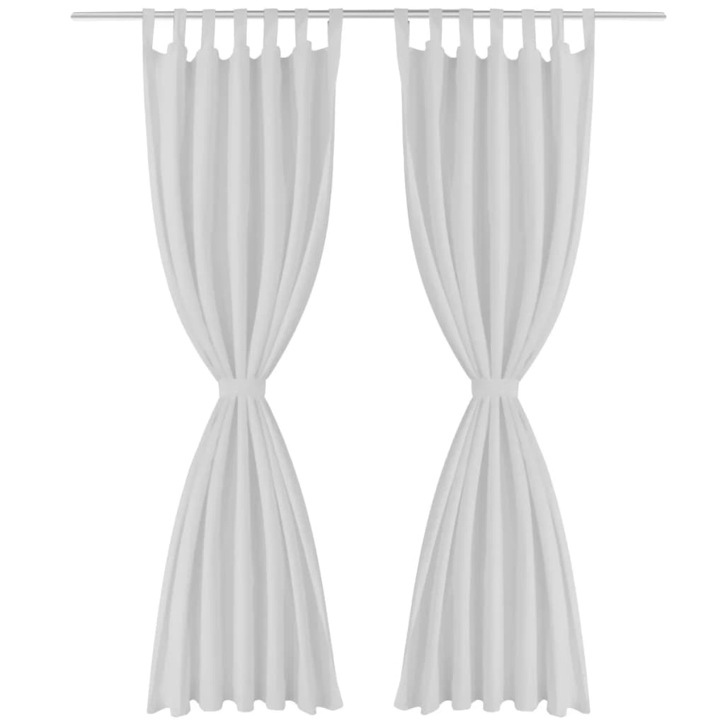 2-pack gardiner med öglor i vit microsatin 140 x 175 cm