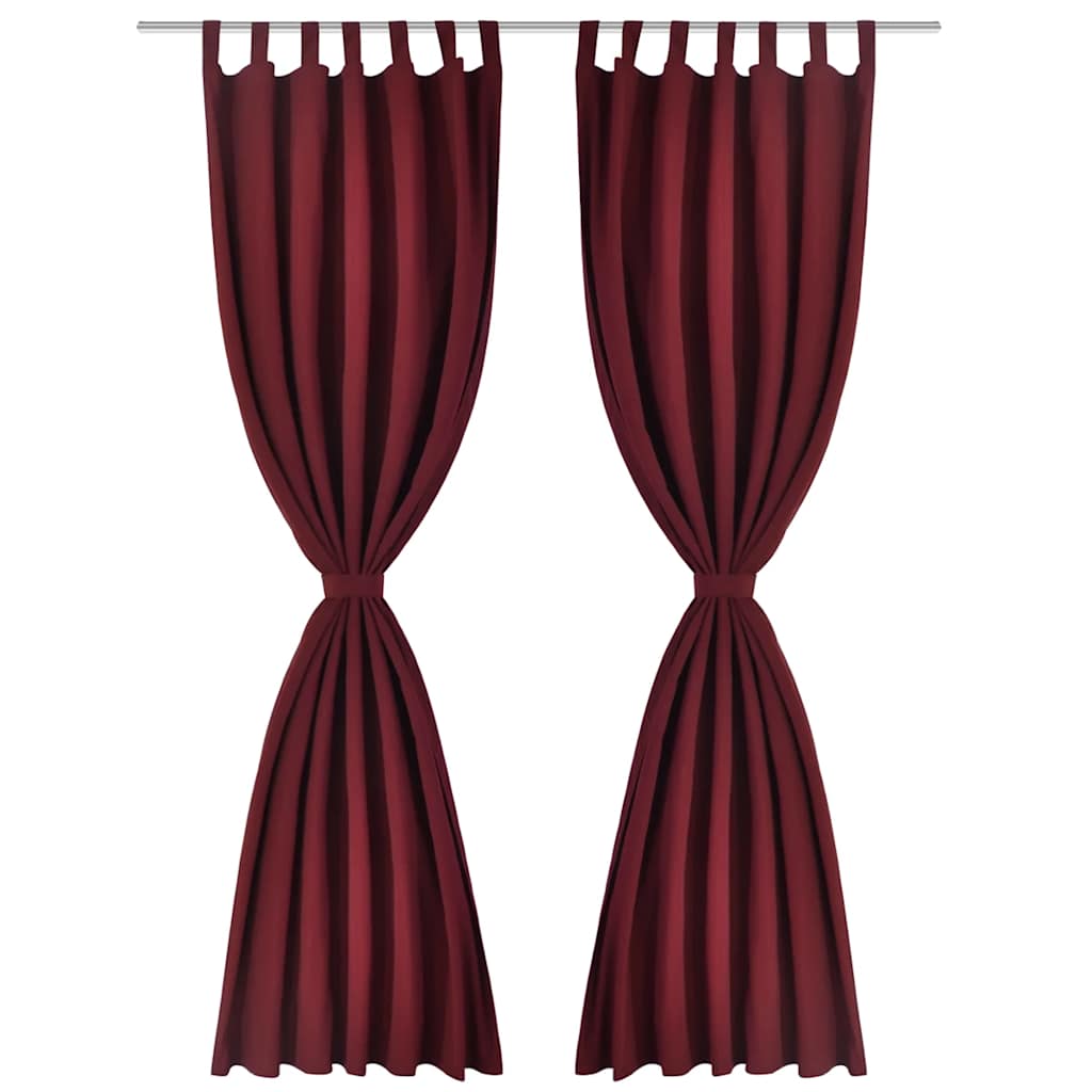 2-pack gardiner med öglor i vinröd microsatin 140 x 175 cm