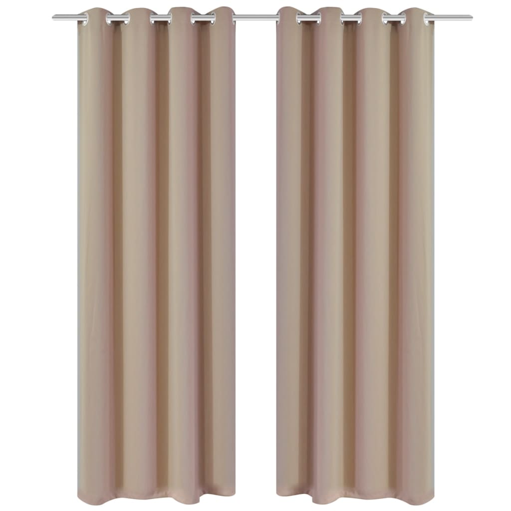 2-pack gräddvita mörkläggningsgardiner med metallringar 135 x 245 cm