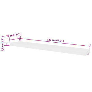 2 Flytande vägghyllor i MDF 120x20x3,8 cm vit
