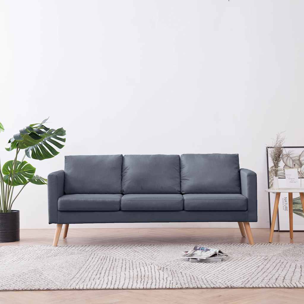 Soffa 3-sits tyg mörkgrå