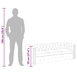 Chesterfield 3-sits konstläder vit