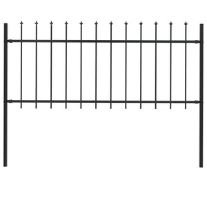 Trädgårdsstaket med spjutspets stål 181x80 cm svart