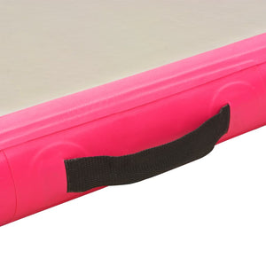 Uppblåsbar gymnastikmatta med pump 500x100x10 cm PVC rosa