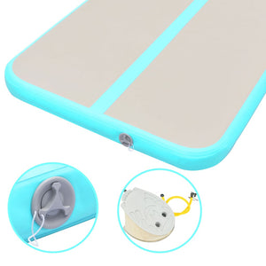 Uppblåsbar gymnastikmatta med pump 600x100x10 cm PVC grön