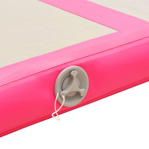 Uppblåsbar gymnastikmatta med pump 800x100x10 cm PVC rosa