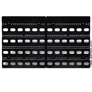 Väggmonterad hylla med 30 st plockbackar blå/röd