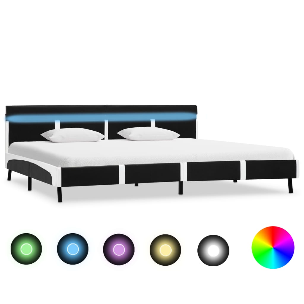 Sängram med LEDs utan madrass svart 180x200 cm