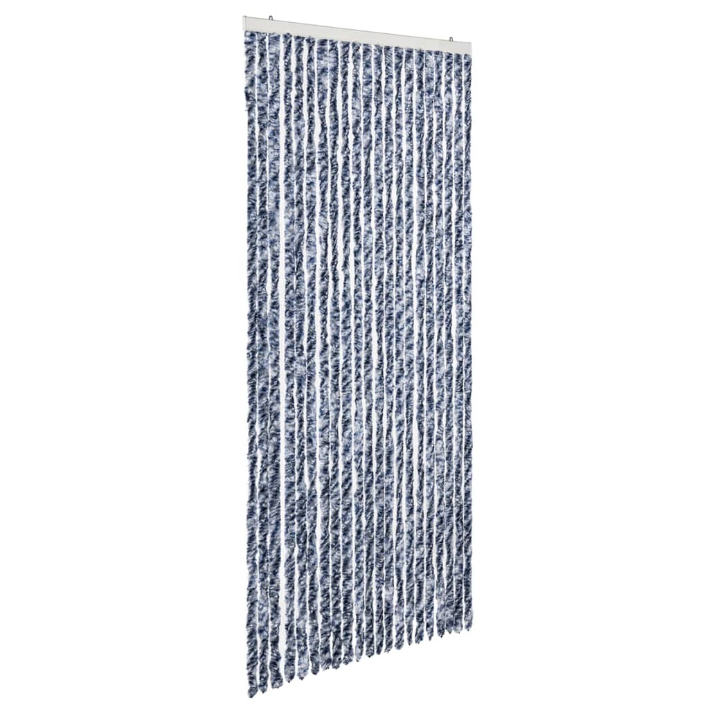 Insektsdraperi blå, vit och silver 90x220 cm chenille