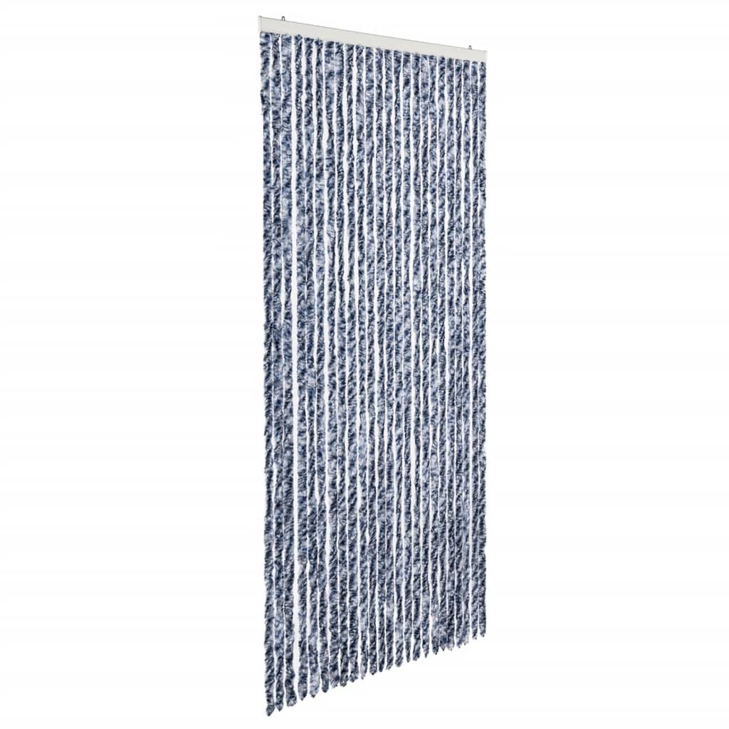 Insektsdraperi blå, vit och silver 100x220 cm chenille