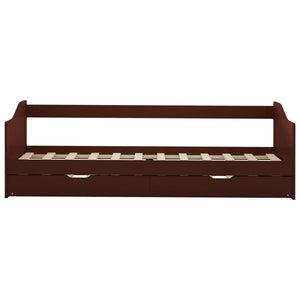 Bäddsoffa ram utan madrass mörkbrun 90x200 cm