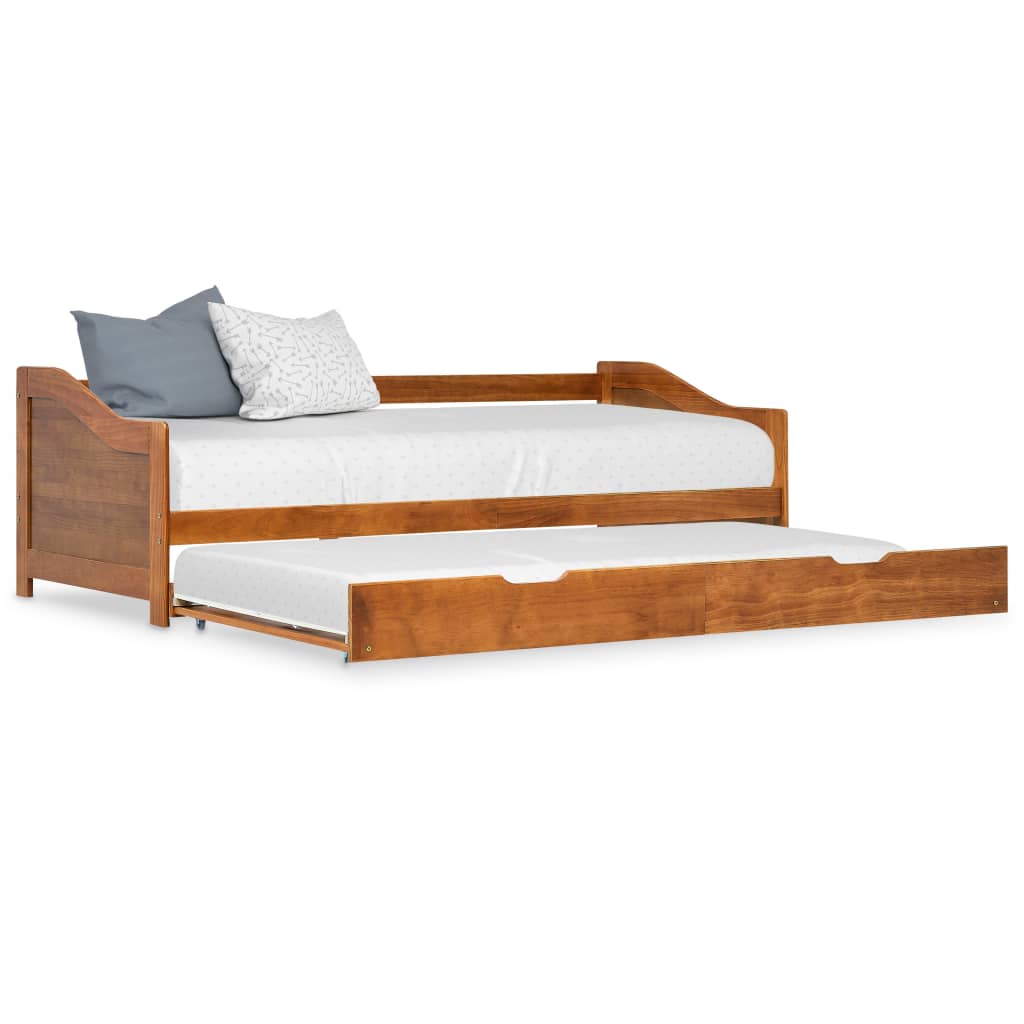 Bäddsoffa ram utan madrass honungsbrun 90x200 cm