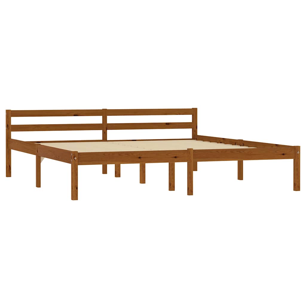 Sängram utan madrass honungsbrun massiv furu 160x200 cm