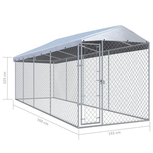 Hundkennel för utomhusbruk med tak 760x190x225 cm