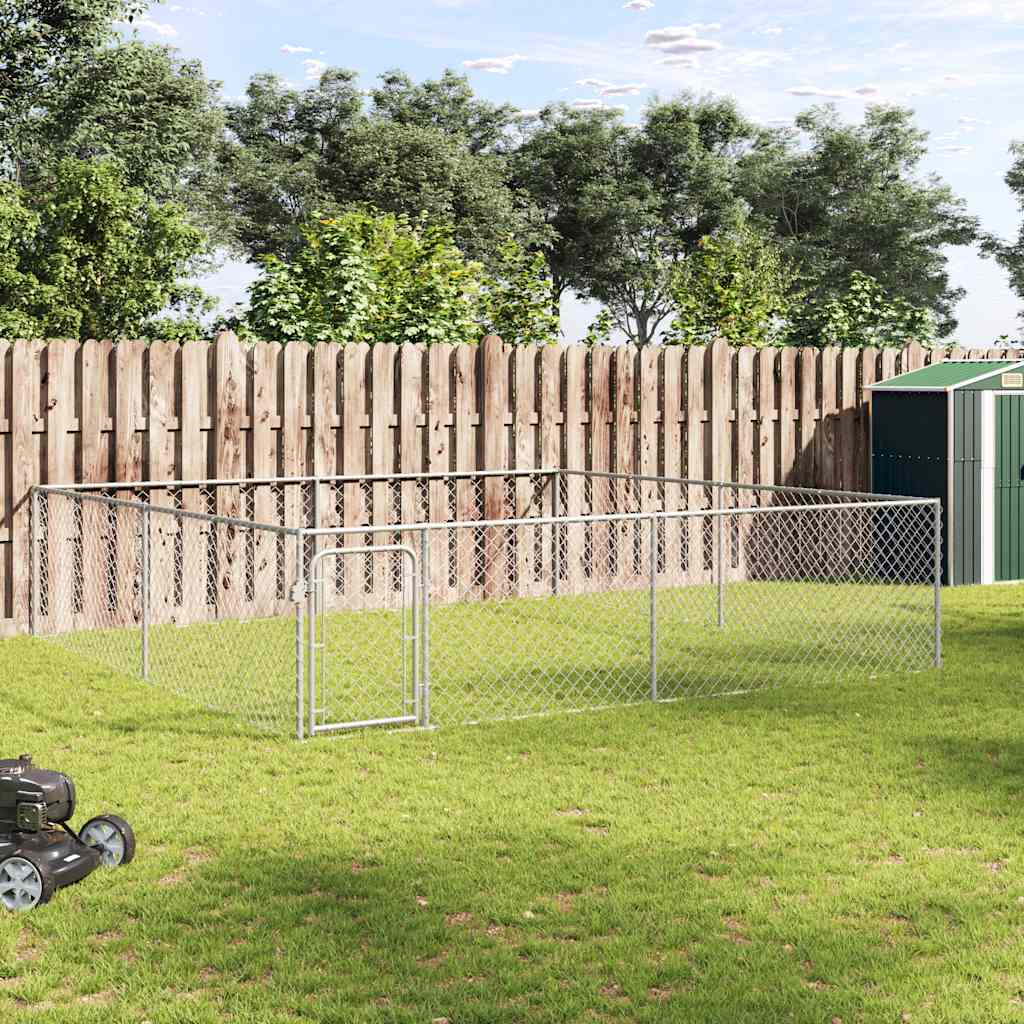 Hundgård för utomhusbruk galvaniserat stål 4x4x1 m