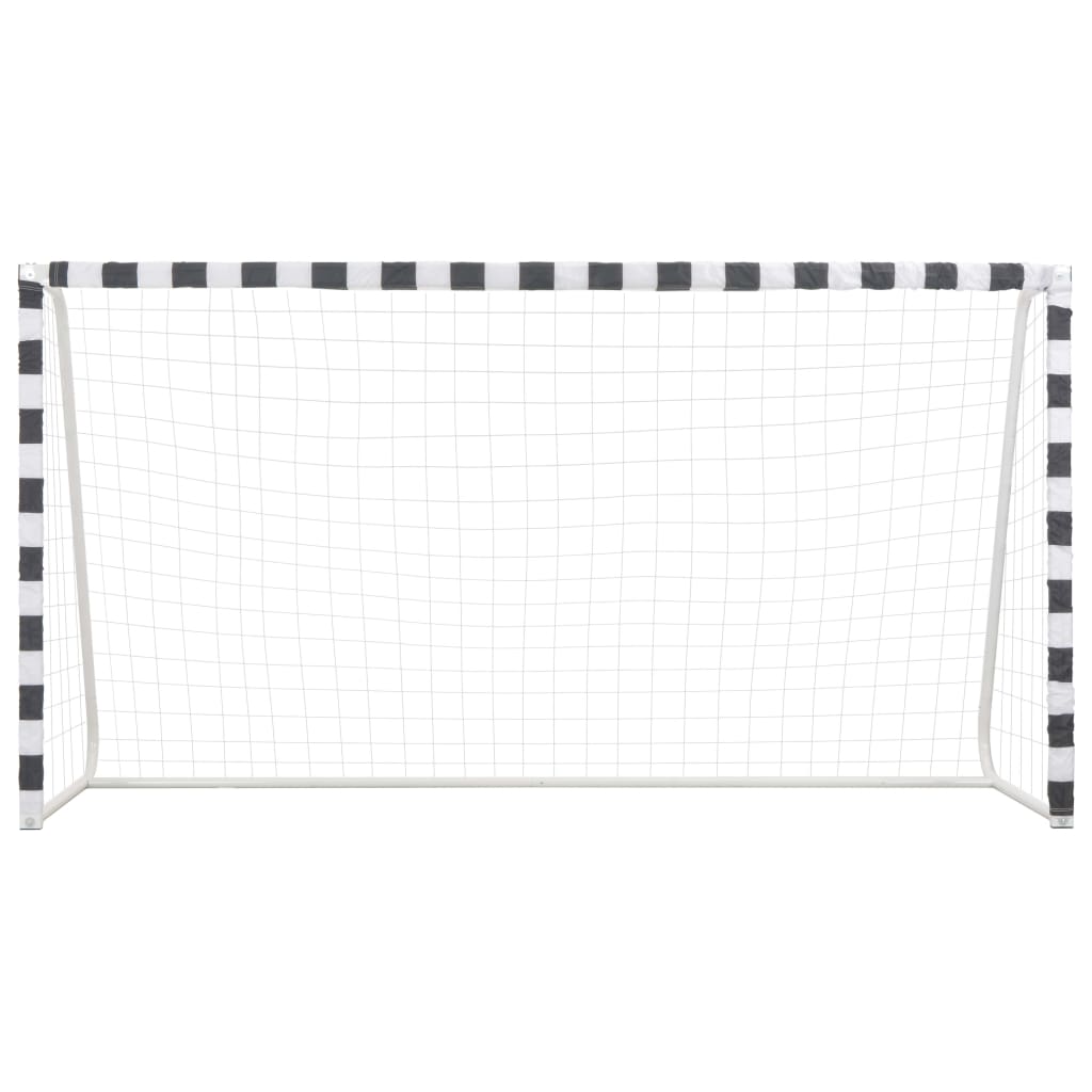 Fotbollsmål 300x160x90 cm metall svart och vit