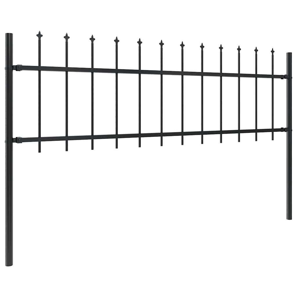 Trädgårdsstaket med spjutspets stål 1506x60 cm svart