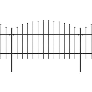 Trädgårdsstaket med spjuttopp stål (1-1,25)x13,6 m svart
