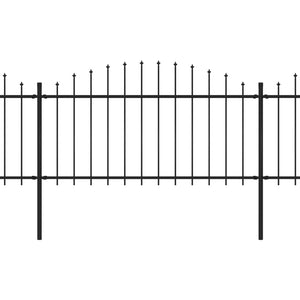 Trädgårdsstaket med spjutstång stål 1070x150 cm svart