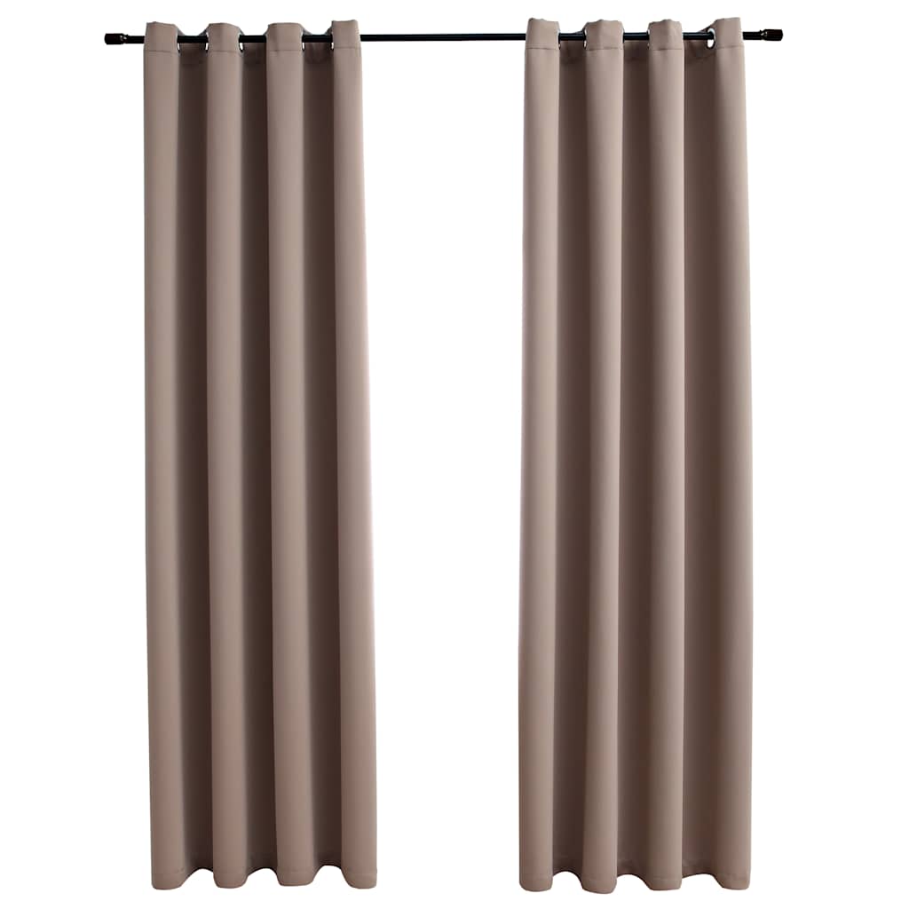 Mörkläggningsgardiner med metallringar 2 st taupe 140x175 cm
