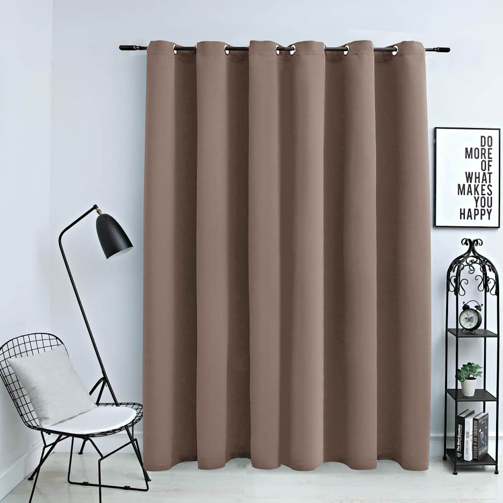 Mörkläggningsgardin med metallringar taupe 290x245 cm