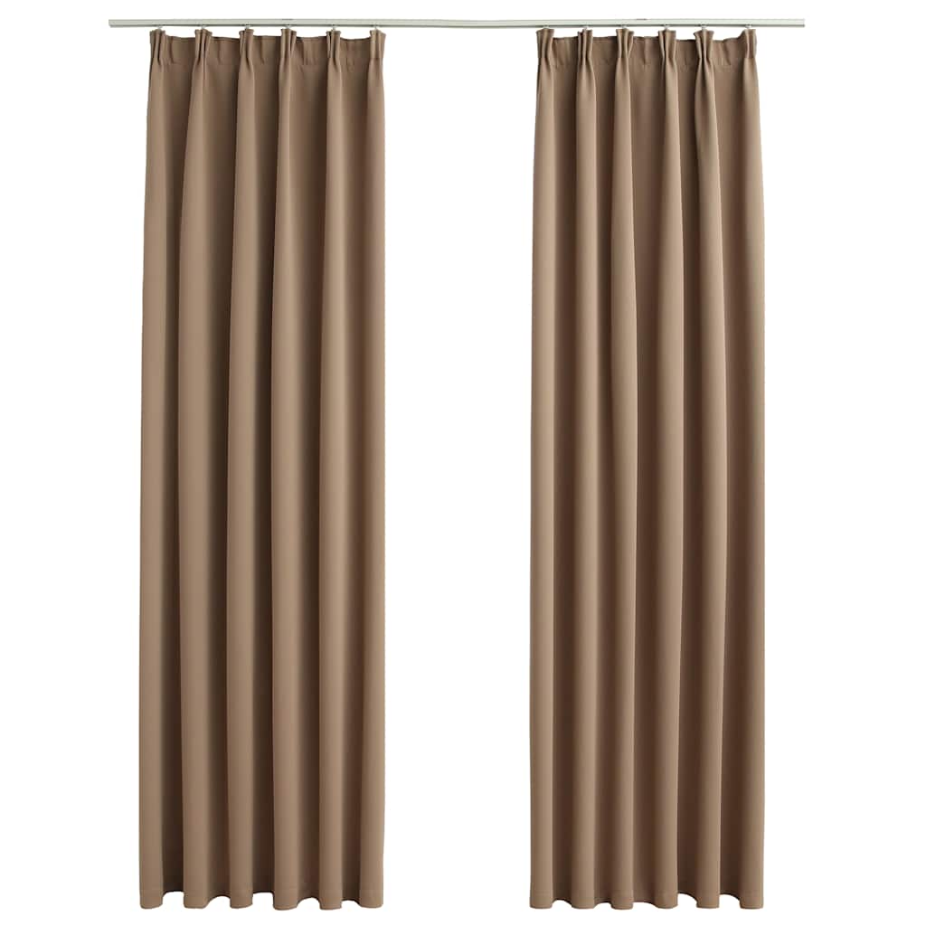 Mörkläggningsgardiner med krokar 2 st taupe 140x245 cm