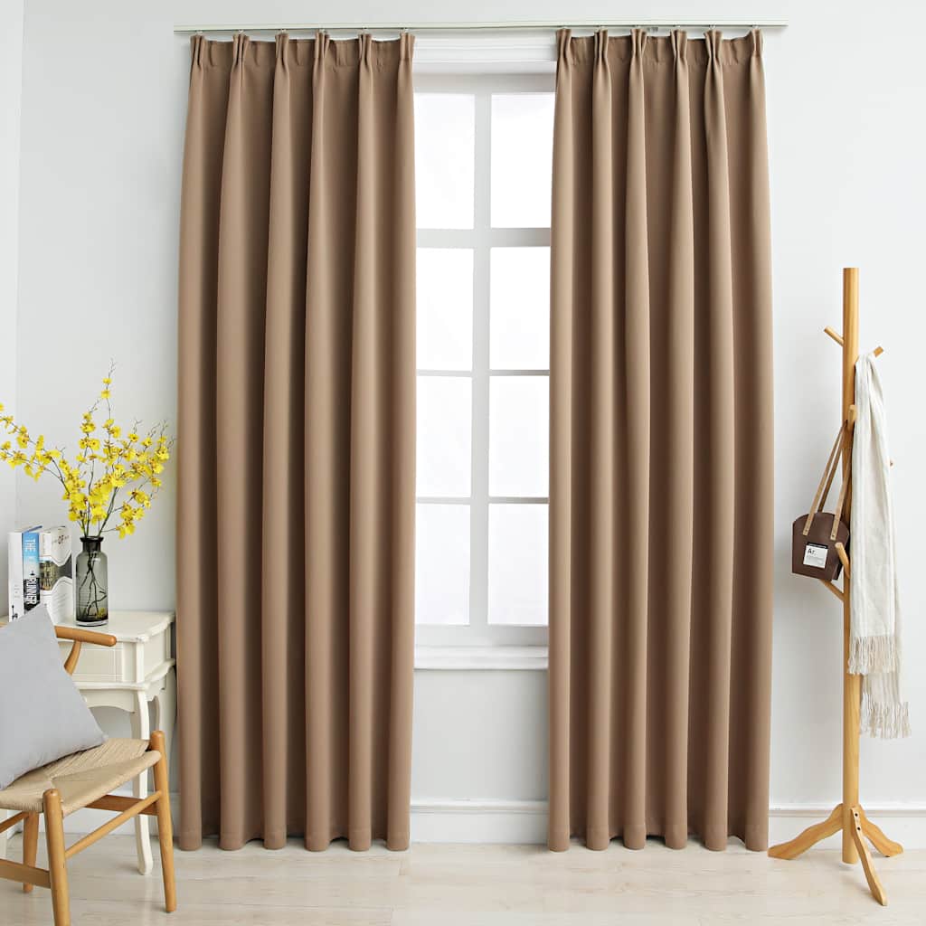 Mörkläggningsgardiner med krokar 2 st taupe 140x245 cm